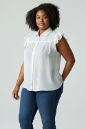 Bluzka Atmosphere biała plumeti L (falbanki, mgiełka, boho)