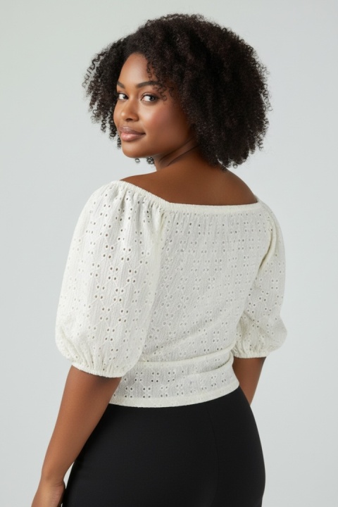 Bluzka ażurowa H&M biała/ecru M (38)