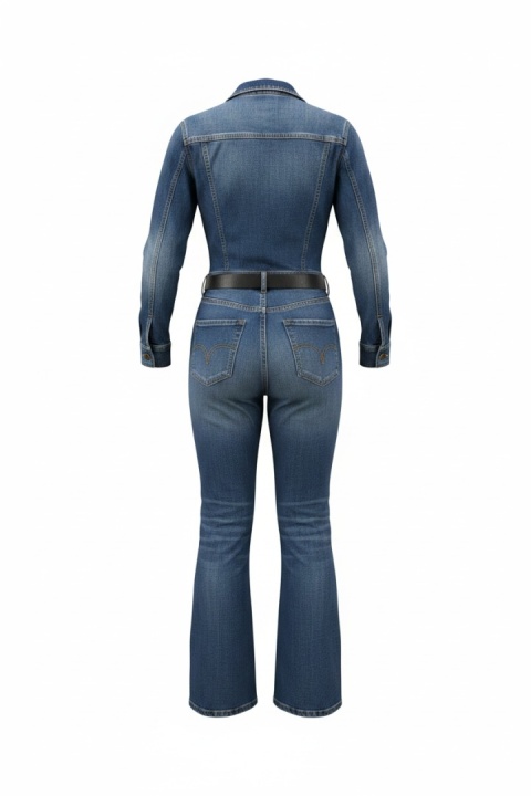 Kombinezon Amisu – denim, długi rękaw, pasek – rozmiar 36 (S)