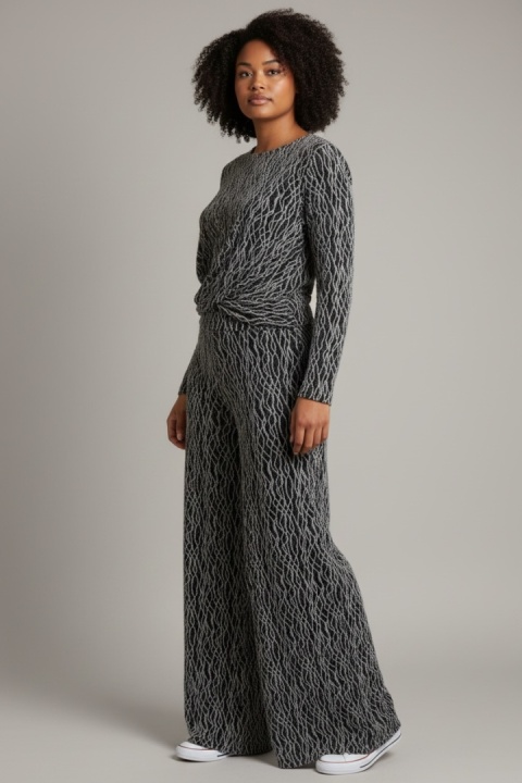 Komplet Vero Moda – bluzka + spodnie – metaliczny połysk – XL/L – bardzo dobry stan