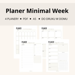 Planery Minimal Week – dzienny, tygodniowy, miesięczny i roczny (PDF)
