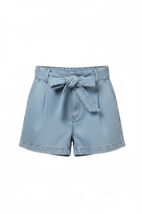 Szorty H&M tencel (lyocell) jasny denim 38 (paperbag, wysoki stan)