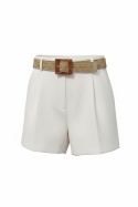 Szorty eleganckie Miss Selfridge ecru z paskiem 40 (L)