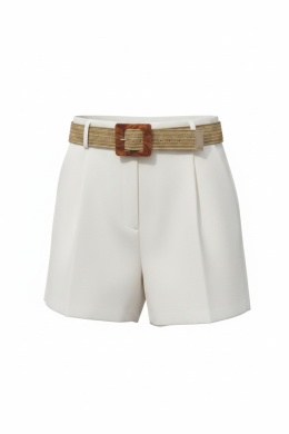 Szorty eleganckie Miss Selfridge ecru z paskiem 40 (L)