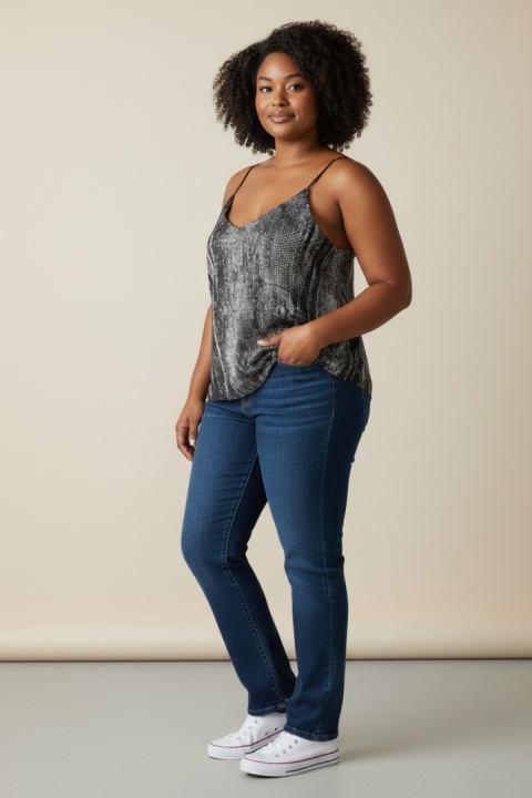 Top H&M Conscious Collection satynowy animal print 38 (V‑neck, luźny)