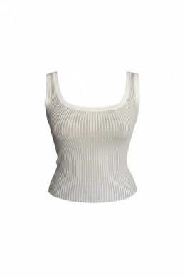 Top H&M Divided kremowy XS (prążkowany, wiskoza 82%)