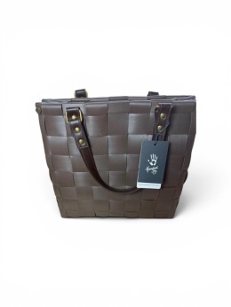 Torba Handed By – model Charlotte, ręcznie pleciona, premium, expresso brown – NOWA