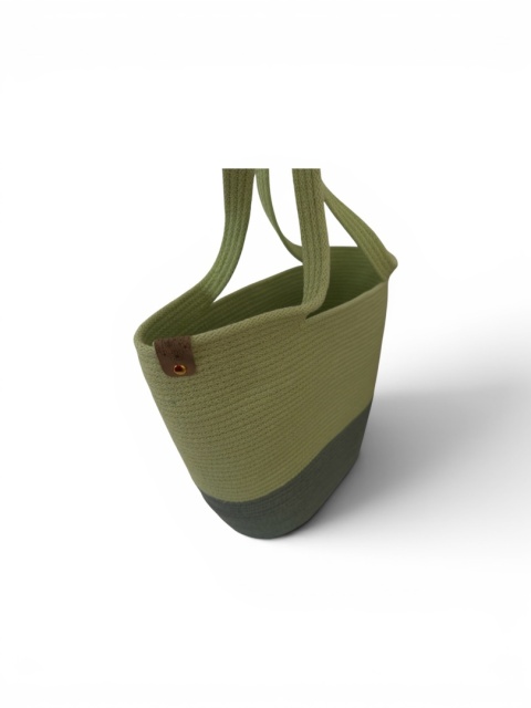 Torba koszyk handmade jasnozielona ze sznurka bawełnianego